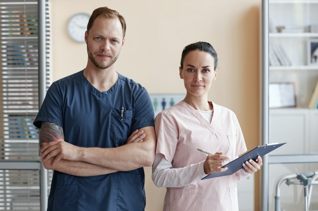 Medical specialists working in team